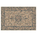 CLASSIC BROWN AND BLUE ORIENTAL PATTERN RECTANGULAR RUG