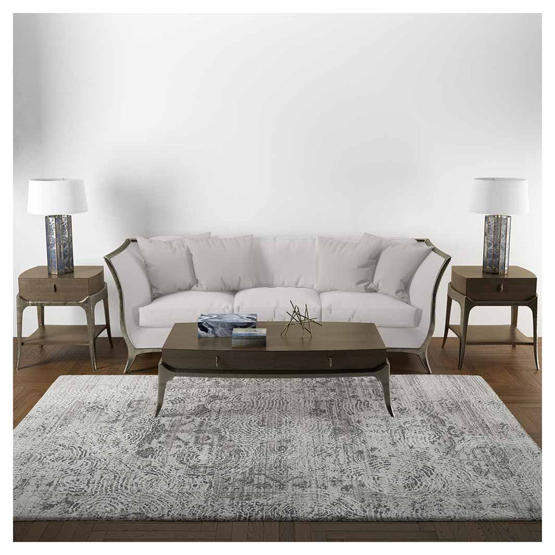 CLASSIC GREY VINTAGE FINGERPRINT RECTANGULAR RUG