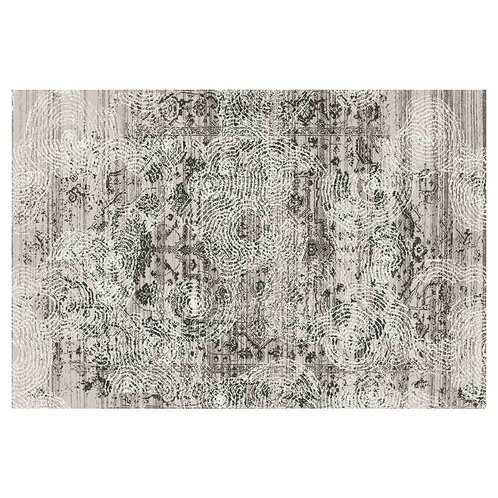 CLASSIC GREY VINTAGE FINGERPRINT RECTANGULAR RUG