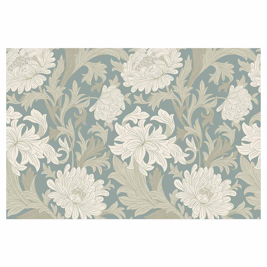 CLASSIC BLUE FLORAL PATTERN RECTANGULAR RUG