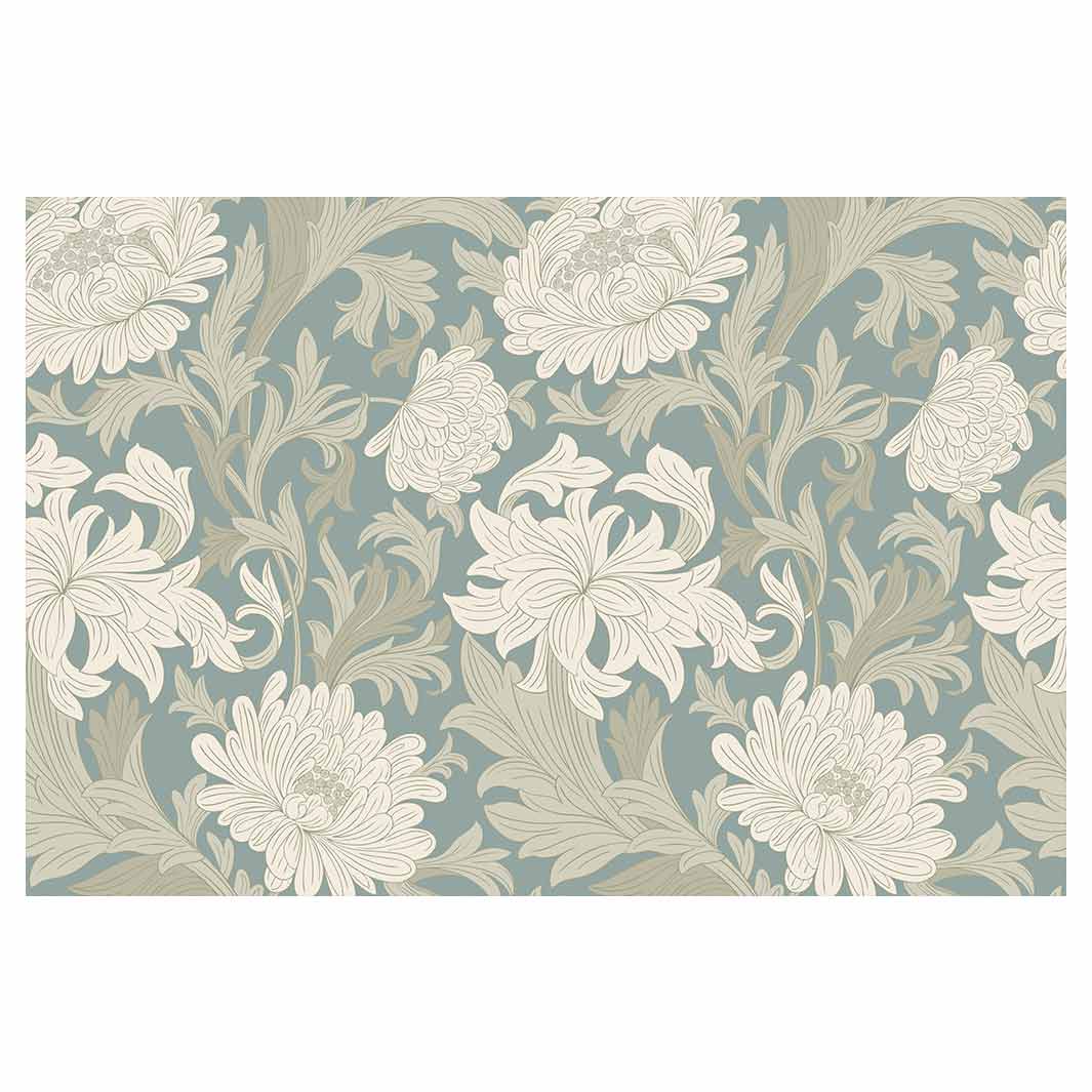 CLASSIC BLUE FLORAL PATTERN RECTANGULAR RUG