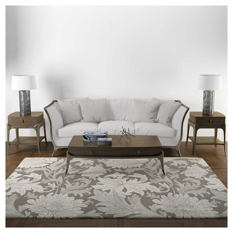 CLASSIC BROWN FLORAL PATTERN RECTANGULAR RUG