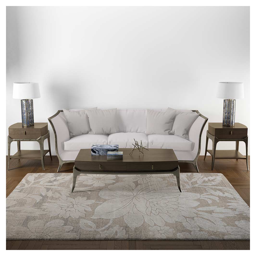 CLASSIC BROWN NEUTRAL VINTAGE FLORAL RECTANGULAR RUG