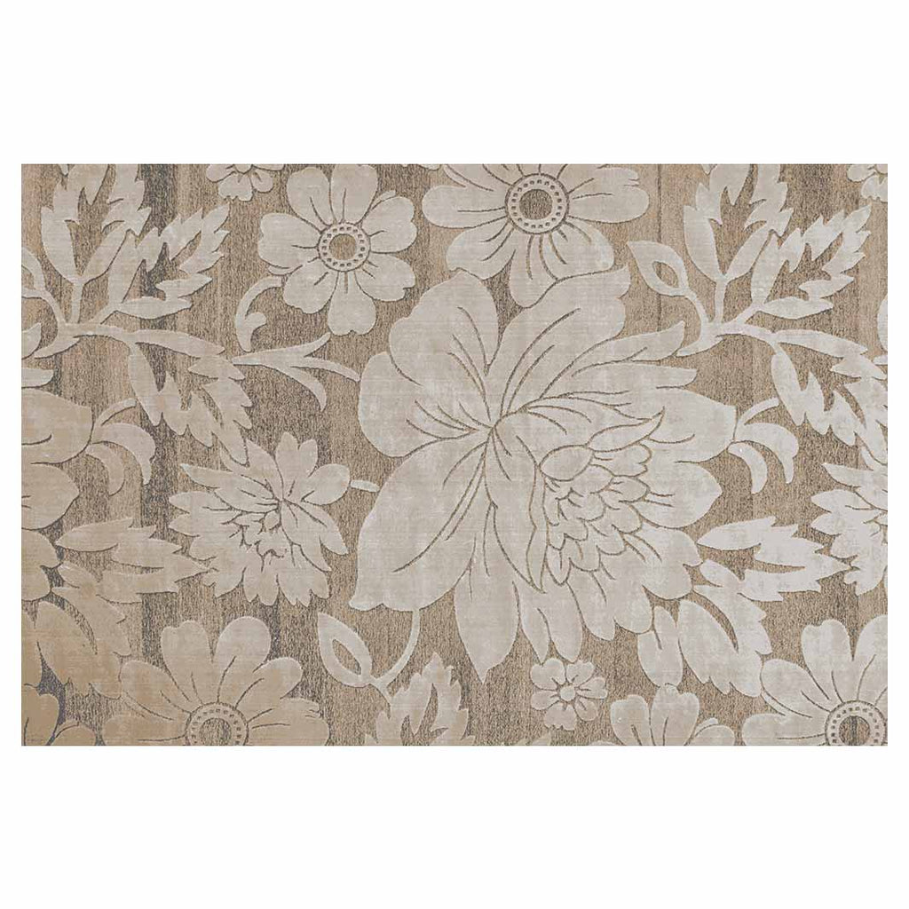 CLASSIC BROWN NEUTRAL VINTAGE FLORAL RECTANGULAR RUG