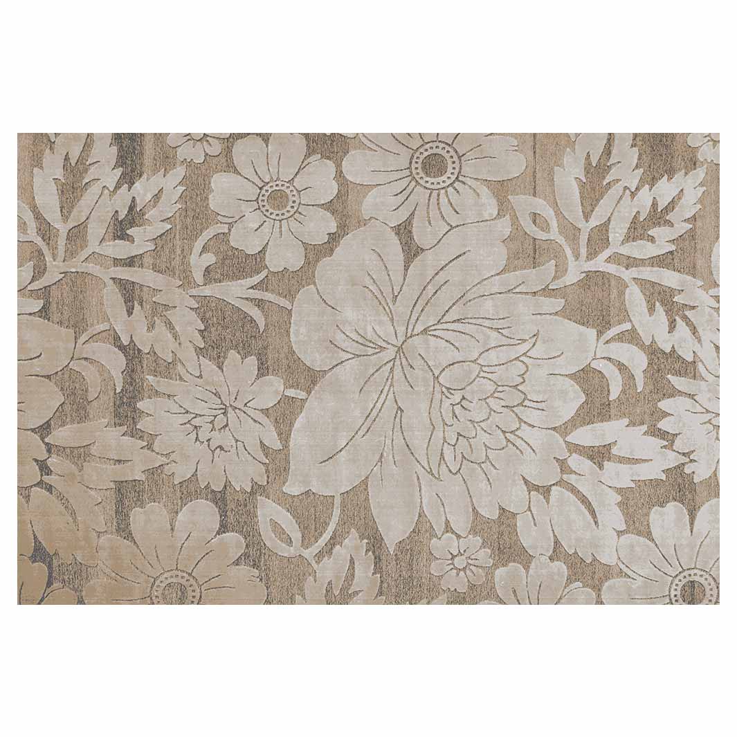 CLASSIC BROWN NEUTRAL VINTAGE FLORAL RECTANGULAR RUG