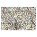 CLASSIC BLUE AND RED FLOWER VINTAGE RECTANGULAR RUG