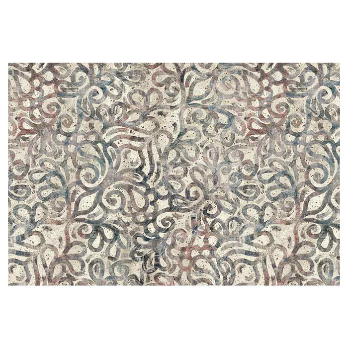 CLASSIC BLUE AND RED FLOWER VINTAGE RECTANGULAR RUG