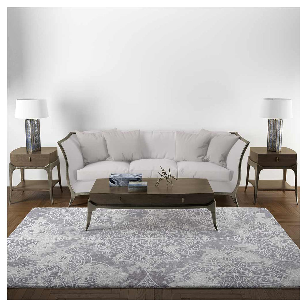 CLASSIC GREY DIAMOND TRIBAL RECTANGULAR RUG