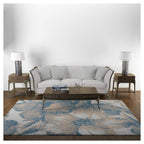 CLASSIC BLUE VINTAGE FLOWER RECTANGULAR RUG