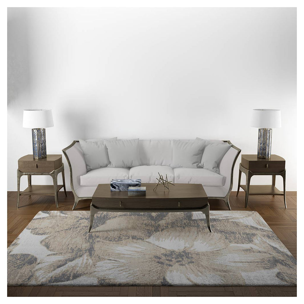 CLASSIC BEIGE VINTAGE FLOWER RECTANGULAR RUG