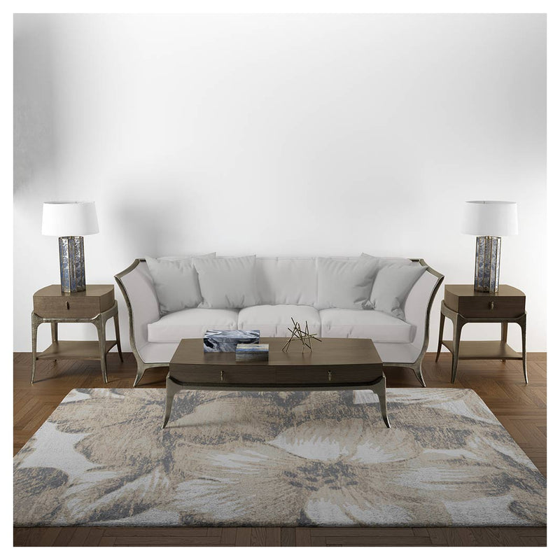 CLASSIC BEIGE VINTAGE FLOWER RECTANGULAR RUG