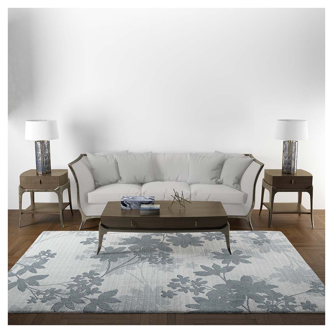 CLASSIC BLUE TONED FOLIAGE RECTANGULAR RUG