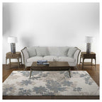 CLASSIC BLUE BEIGE TONED FOLIAGE RECTANGULAR RUG