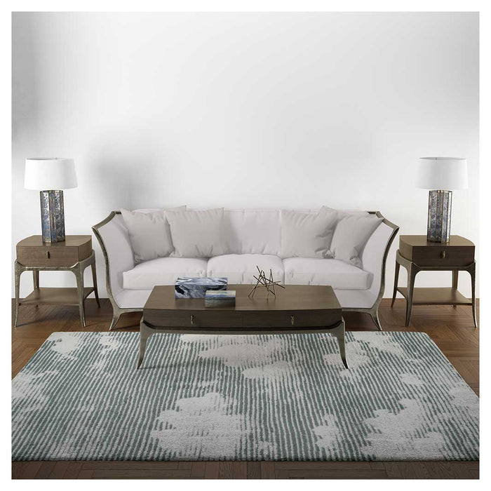 CONTEMPORARY BLUE MODERN CLOUDS RECTANGULAR RUG