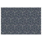 CONTEMPORARY NAVY GEO LINES PATTERN RECTANGULAR RUG