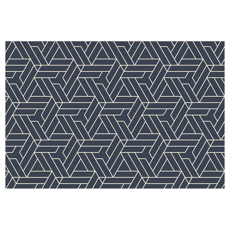 CONTEMPORARY NAVY GEO LINES PATTERN RECTANGULAR RUG