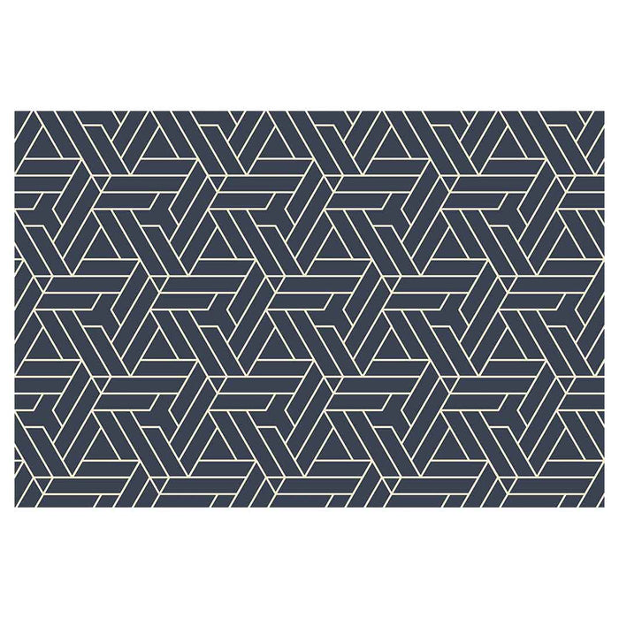 CONTEMPORARY NAVY GEO LINES PATTERN RECTANGULAR RUG