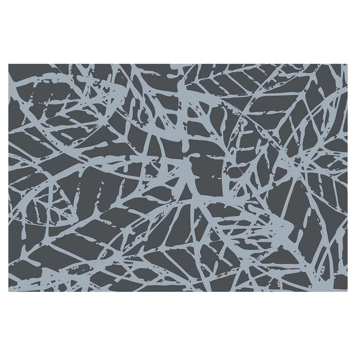 CONTEMPORARY CHARCOAL DISTRESSED ART LEAVES RECTANGULAR RUG