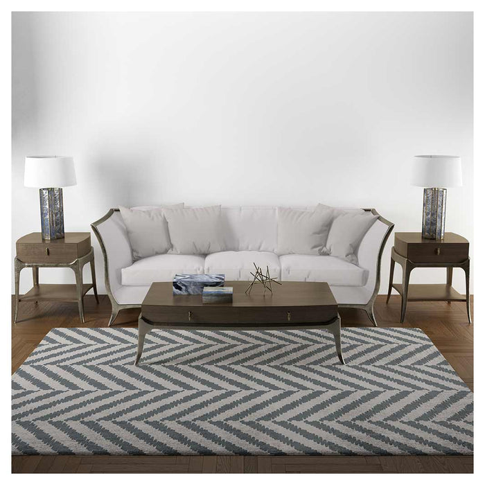 CONTEMPORARY GREY NATURAL TONED MINIMALISTIC LINES RECTANGULAR RUG