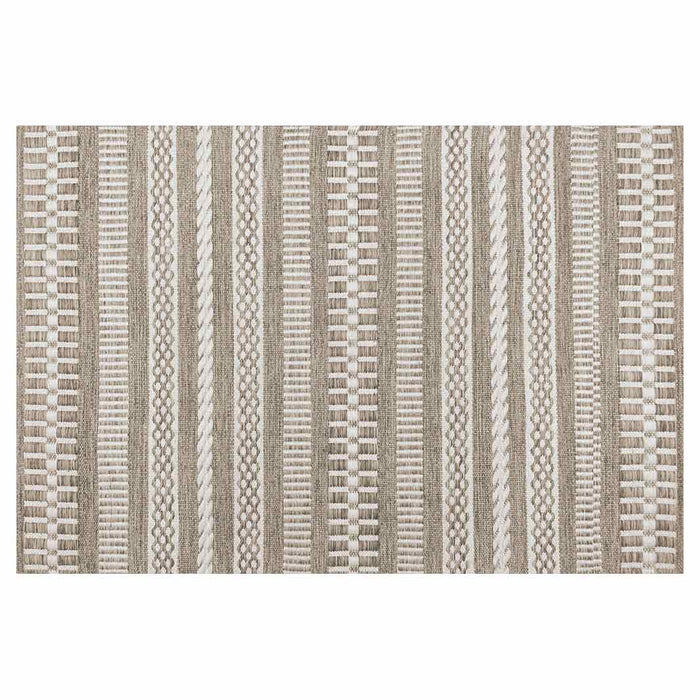 CONTEMPORARY BROWN MINIMALISTIC LINE PATTERN RECTANGULAR RUG