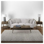 CONTEMPORARY BROWN AND WHITE DIAMOND PATTERN RECTANGULAR RUG
