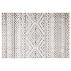 CONTEMPORARY WHITE NEUTRAL TRIBAL PATTERN RECTANGULAR RUG