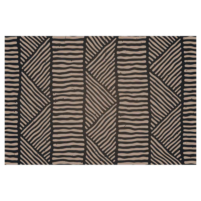 CONTEMPORARY BROWN TRIBAL LINE ART RECTANGULAR RUG