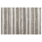 CONTEMPORARY GREY AND WHITE LINE PATTERN RECTANGULAR RUG