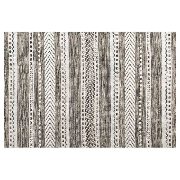 CONTEMPORARY GREY AND WHITE LINE PATTERN RECTANGULAR RUG