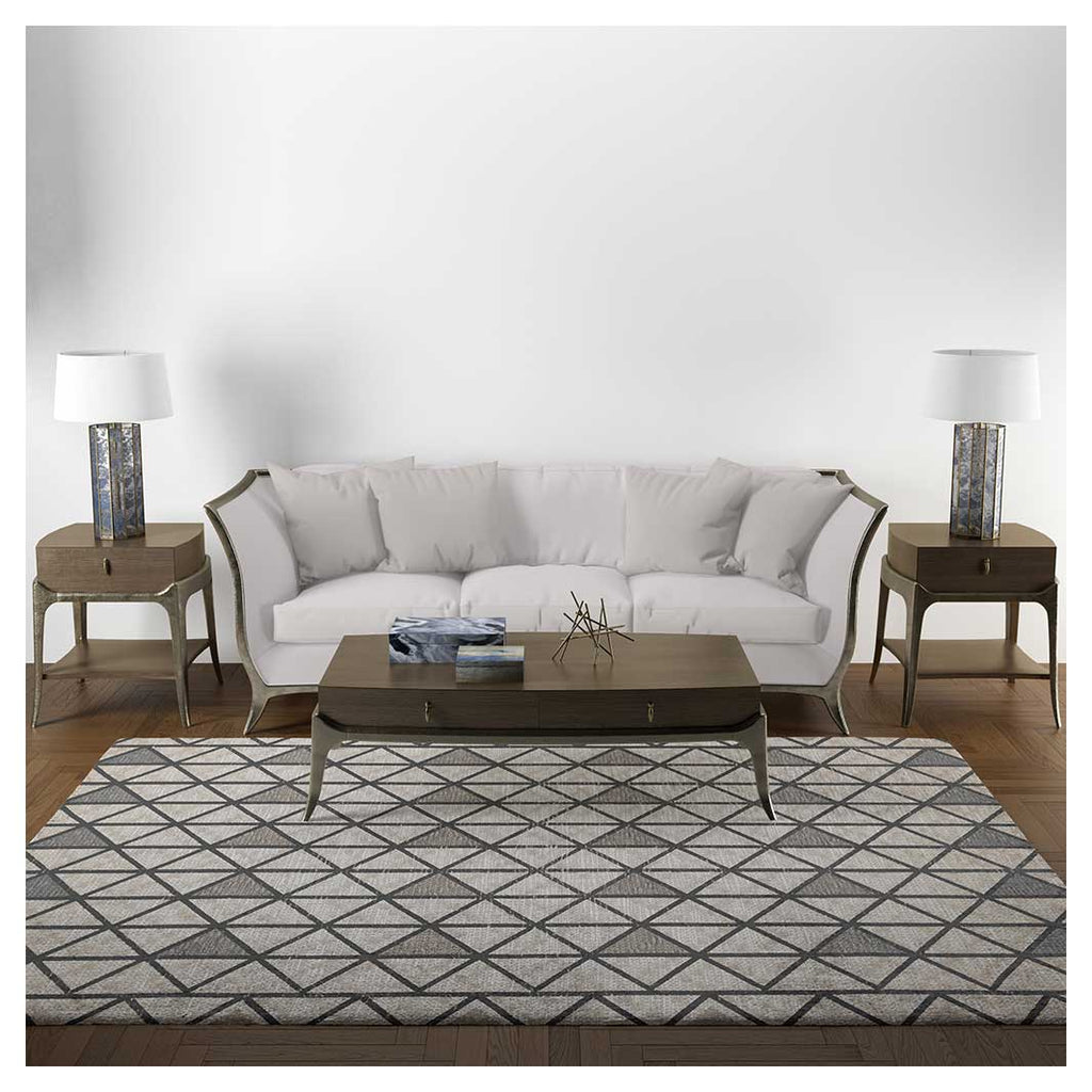 CONTEMPORARY BROWN TRIANGLE PATTERN RECTANGULAR RUG