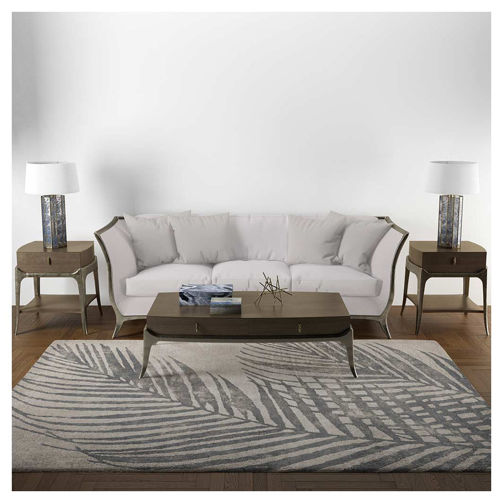 CONTEMPORARY BROWN PALM LEAF RECTANGULAR RUG