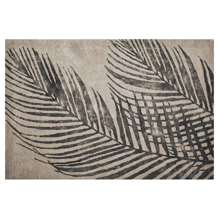 CONTEMPORARY BROWN PALM LEAF RECTANGULAR RUG