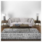 CONTEMPORARY GREY BRICK PATTERN RECTANGULAR RUG
