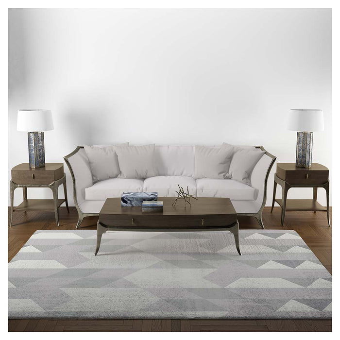 CONTEMPORARY GREY TONES GEOMETRIC PATTERN RECTANGULAR RUG