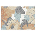 CONTEMPORARY BLUE VINTAGE RETRO FLORAL RECTANGULAR RUG