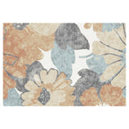 CONTEMPORARY BLUE VINTAGE RETRO FLORAL RECTANGULAR RUG