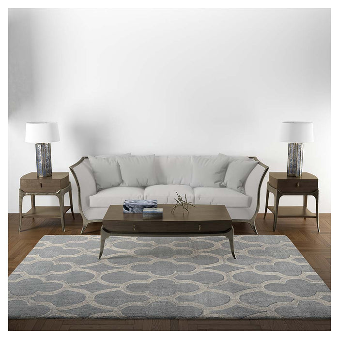 CONTEMPORARY GREY MOROCCAN TRELLIS RECTANGULAR RUG