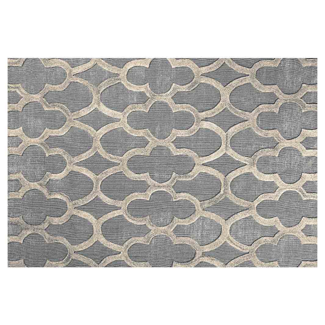 CONTEMPORARY GREY MOROCCAN TRELLIS RECTANGULAR RUG