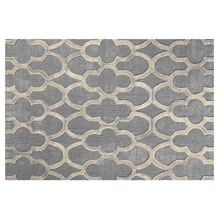 CONTEMPORARY GREY MOROCCAN TRELLIS RECTANGULAR RUG