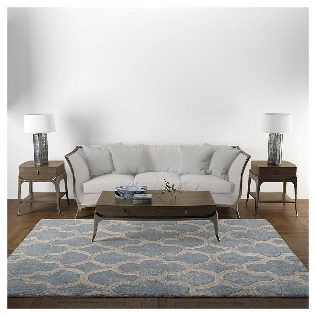 CONTEMPORARY BLUE MOROCCAN TRELLIS RECTANGULAR RUG