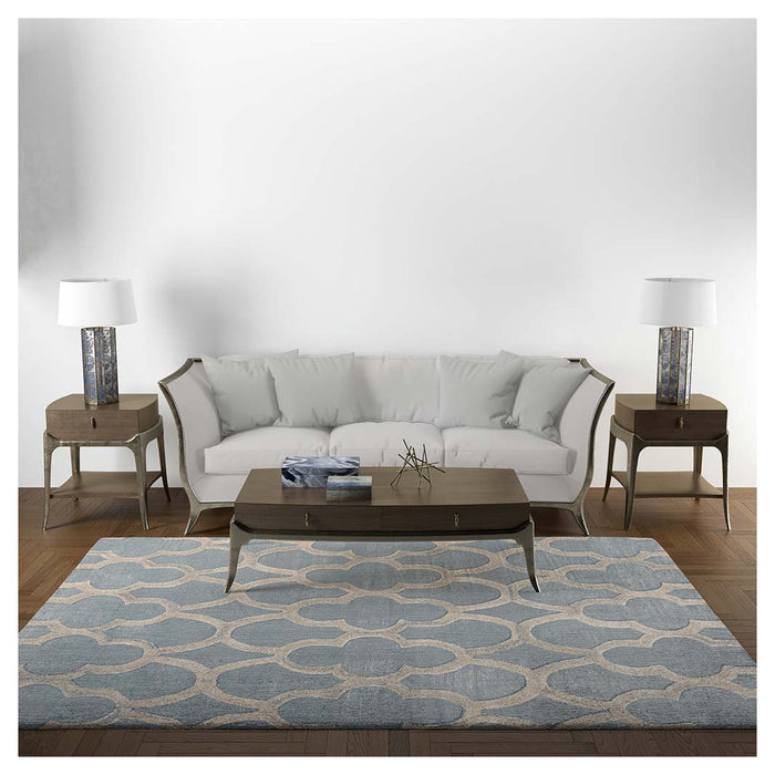 CONTEMPORARY BLUE MOROCCAN TRELLIS RECTANGULAR RUG