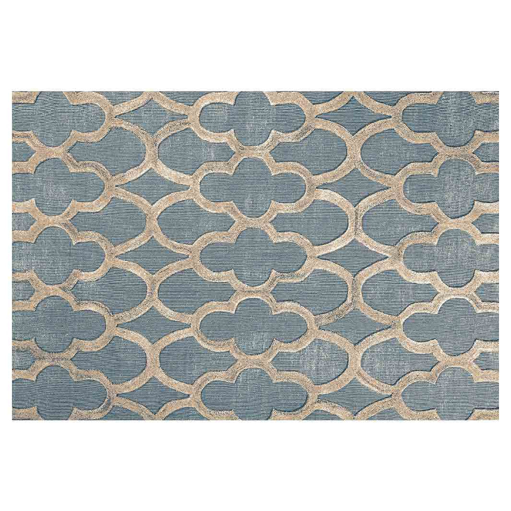 CONTEMPORARY BLUE MOROCCAN TRELLIS RECTANGULAR RUG