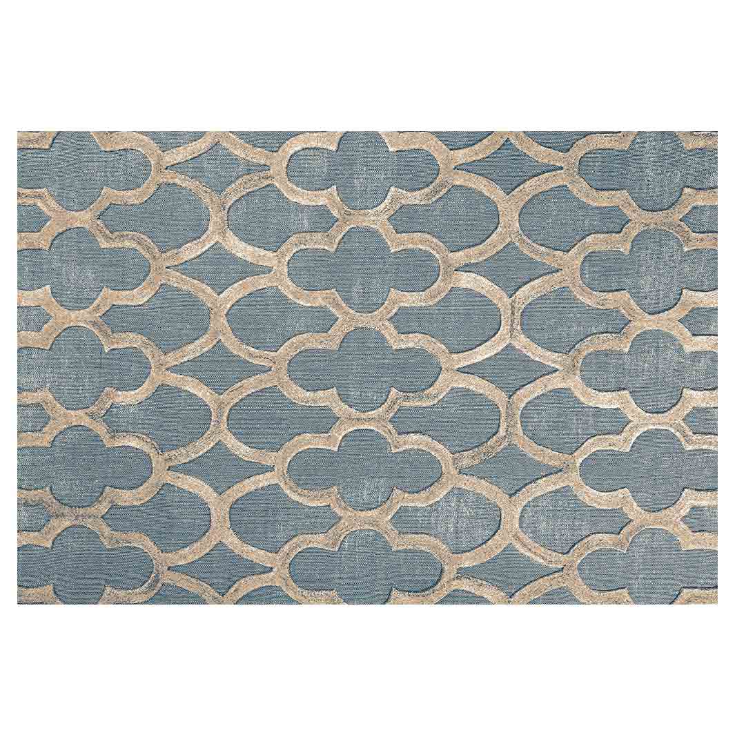 CONTEMPORARY BLUE MOROCCAN TRELLIS RECTANGULAR RUG