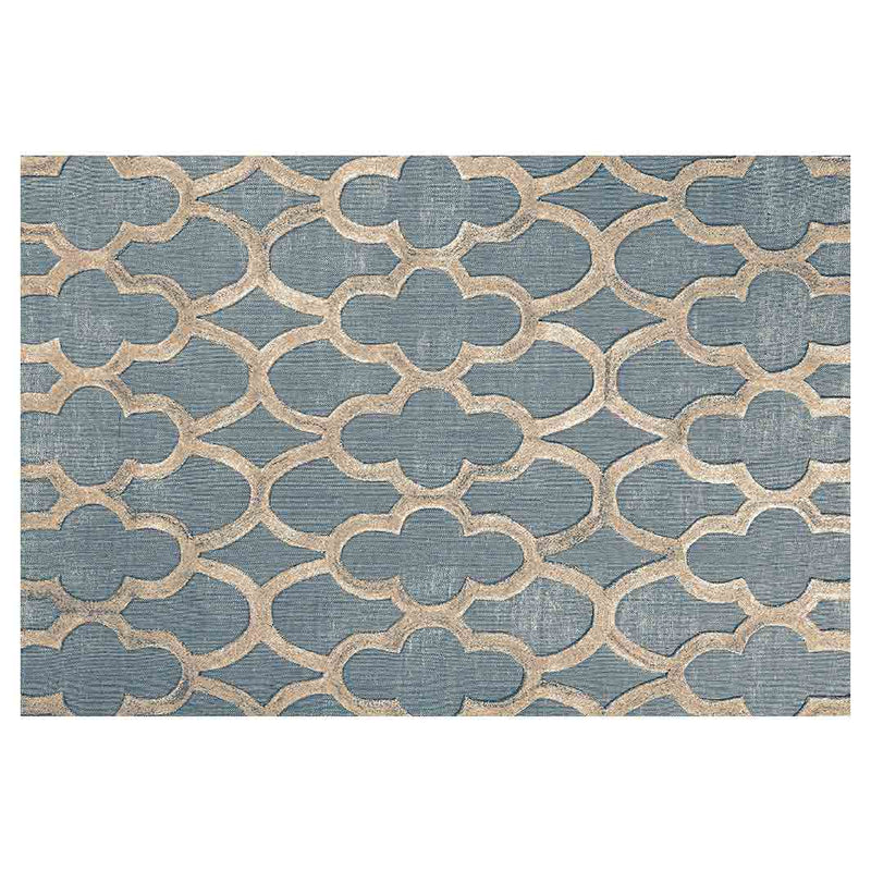CONTEMPORARY BLUE MOROCCAN TRELLIS RECTANGULAR RUG