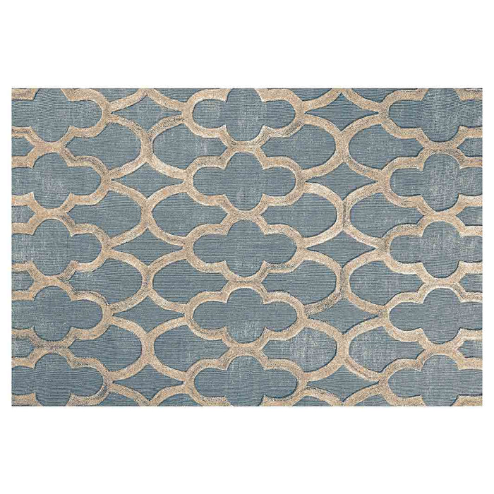 CONTEMPORARY BLUE MOROCCAN TRELLIS RECTANGULAR RUG