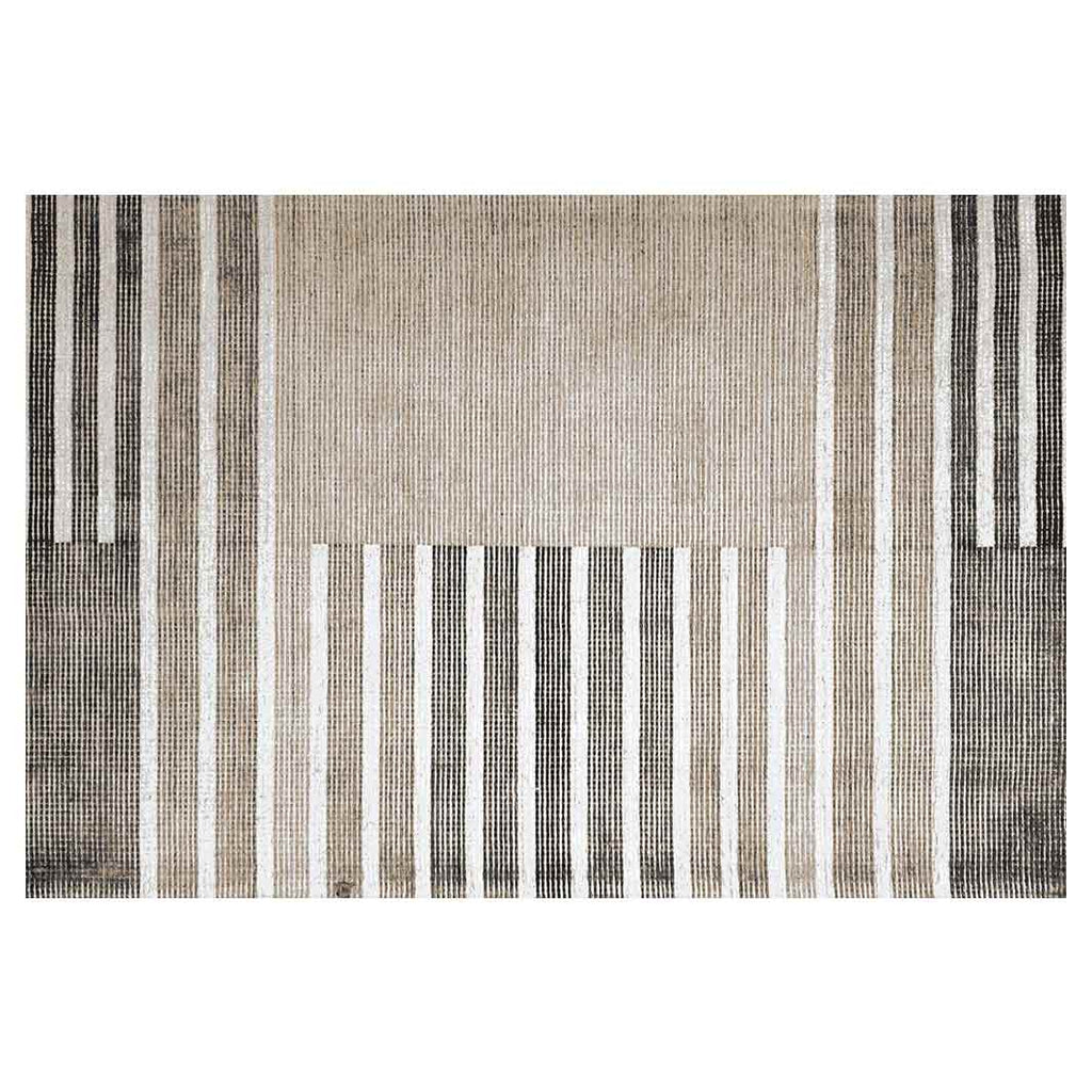 CONTEMPORARY BEIGE BROWN GEOMETRIC STRIPE RECTANGULAR RUG