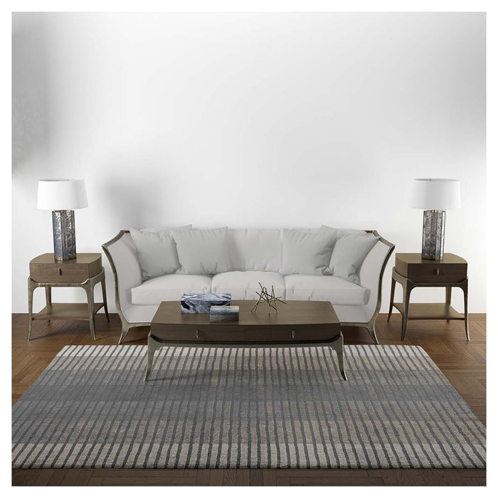 CONTEMPORARY BROWN CONTRAST STRIPES RECTANGULAR RUG