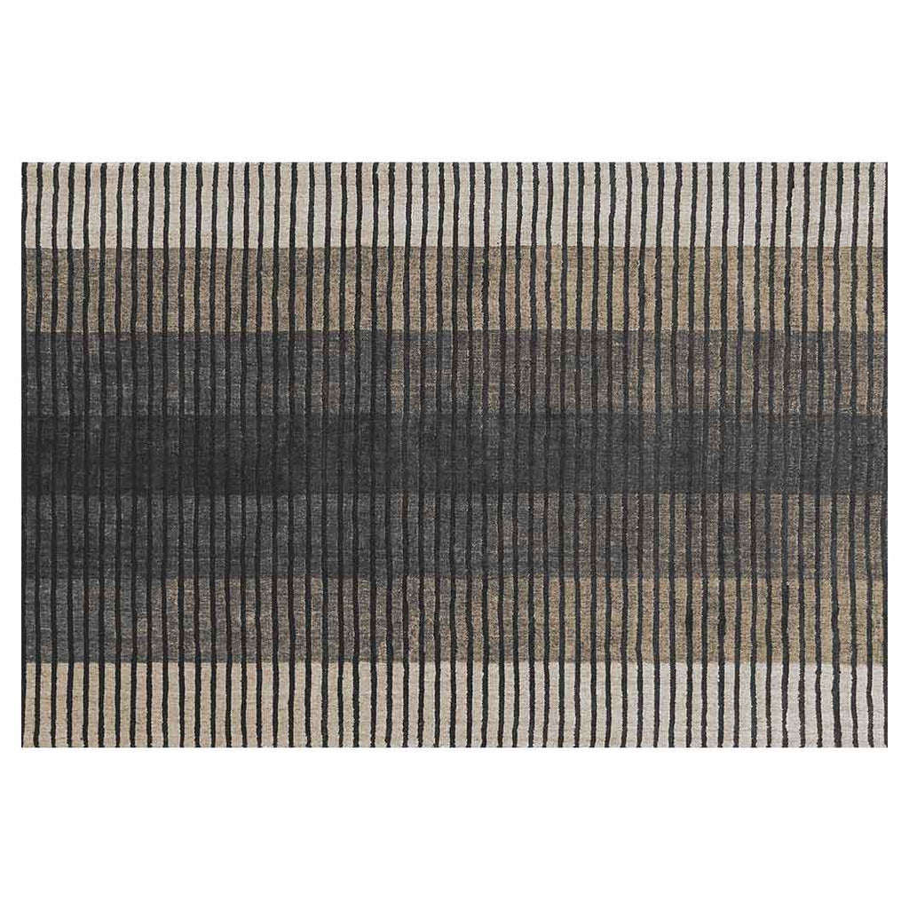 CONTEMPORARY BROWN CONTRAST STRIPES RECTANGULAR RUG