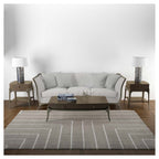 CONTEMPORARY BEIGE MINIMALISTIC LINE RECTANGULAR RUG