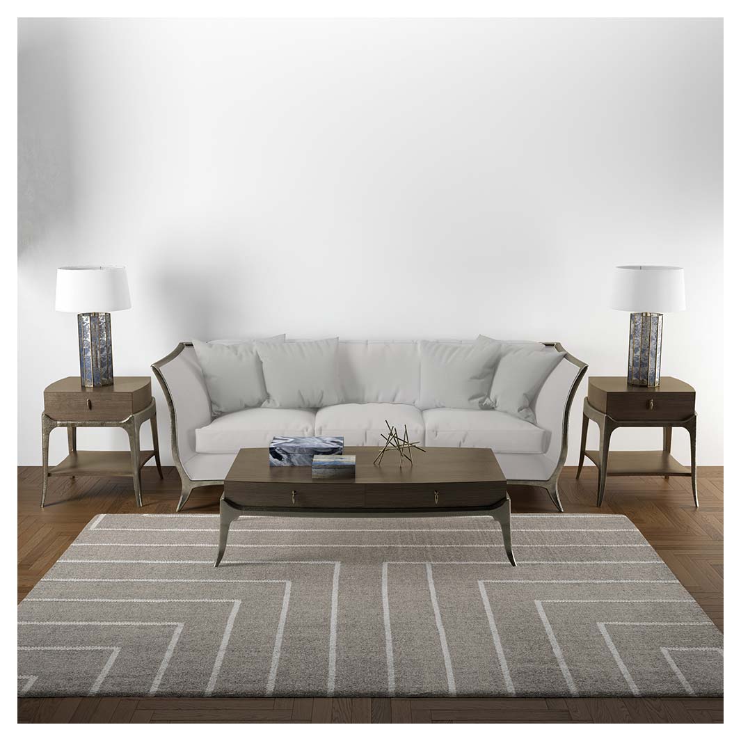CONTEMPORARY BEIGE MINIMALISTIC LINE RECTANGULAR RUG